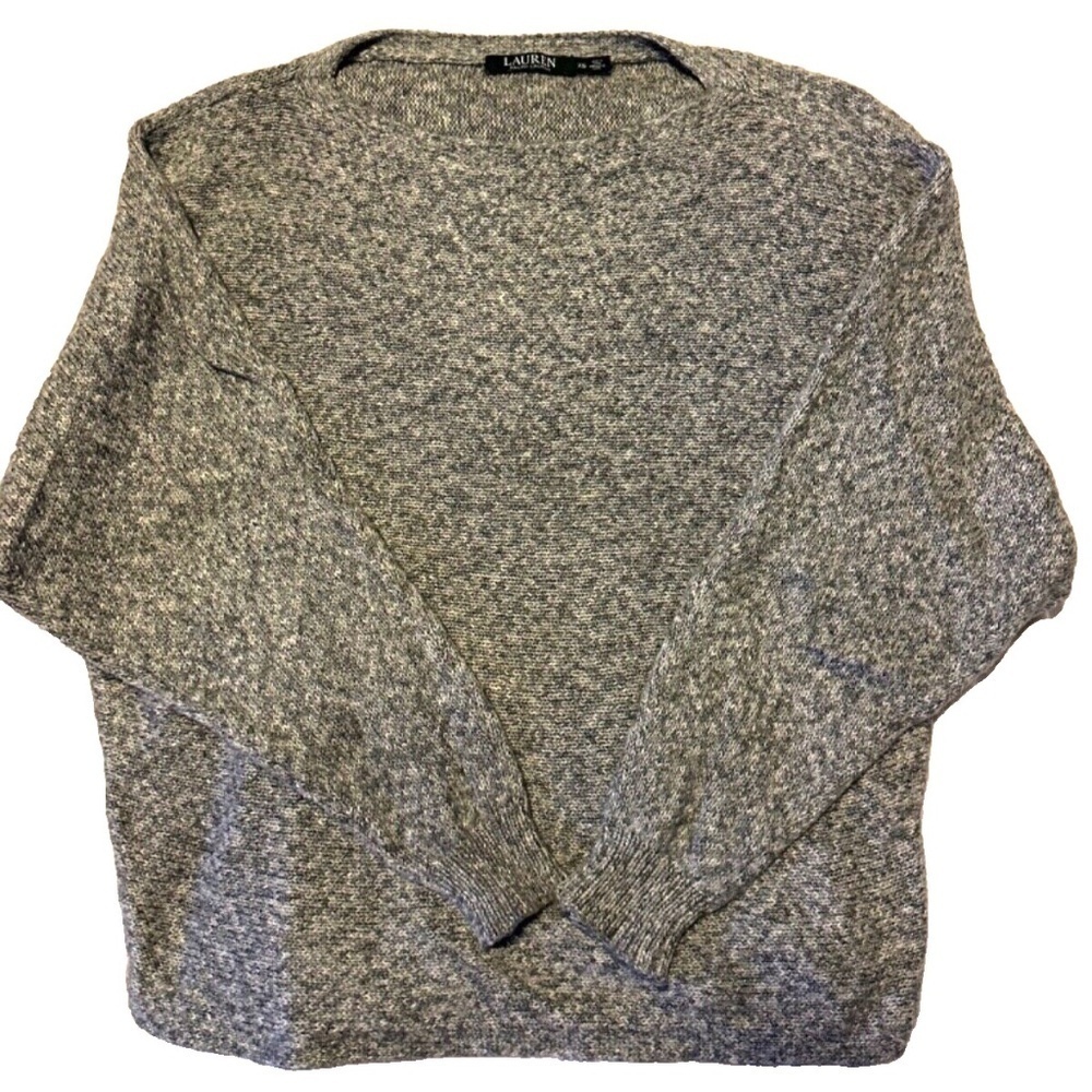 Lauren Ralph Lauren Long Sleeve Boat Neck Knit Sweater;‎ Heather Charcoal; XS
